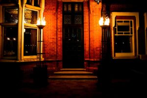 Gas Flambeaux Entrance Hire Woodlands scaled 1 300x200